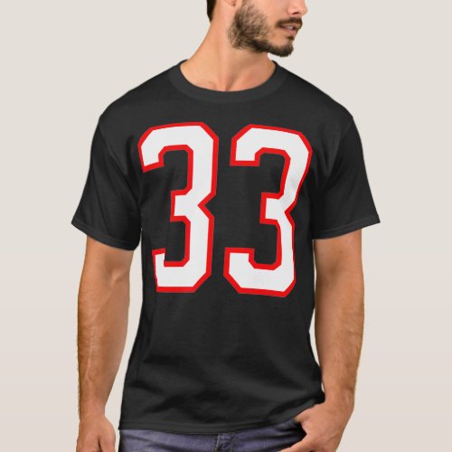 Number 33 Thirty Three Sport Jersey White Red 33r T_Shirt