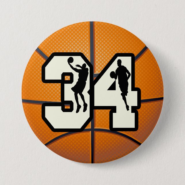Number 34 Basketball Button (Front)
