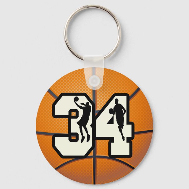Number 34 Basketball Keychain (Front)