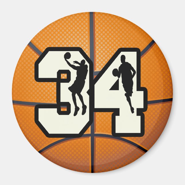 Number 34 Basketball Magnet (Front)