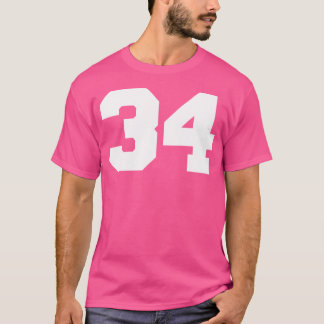 Number 34 Sports Jersey Player 34 Fan Front Print T-Shirt