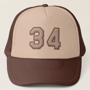 Number 34 with Cool Baseball Stitches Look Trucker Hat