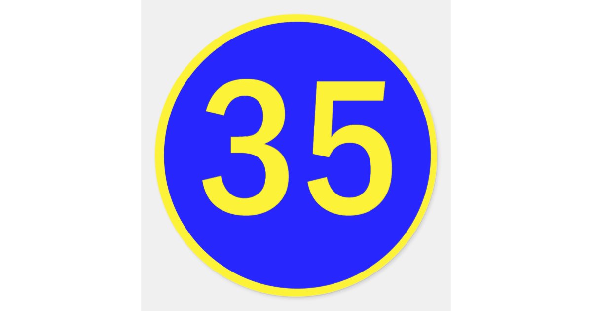 number 35 in a circle classic round sticker | Zazzle