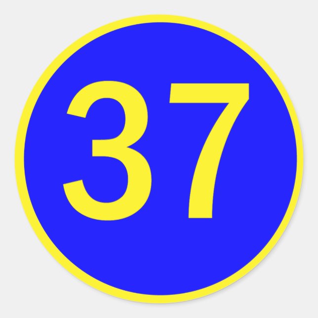 number 37 in a circle classic round sticker (Front)