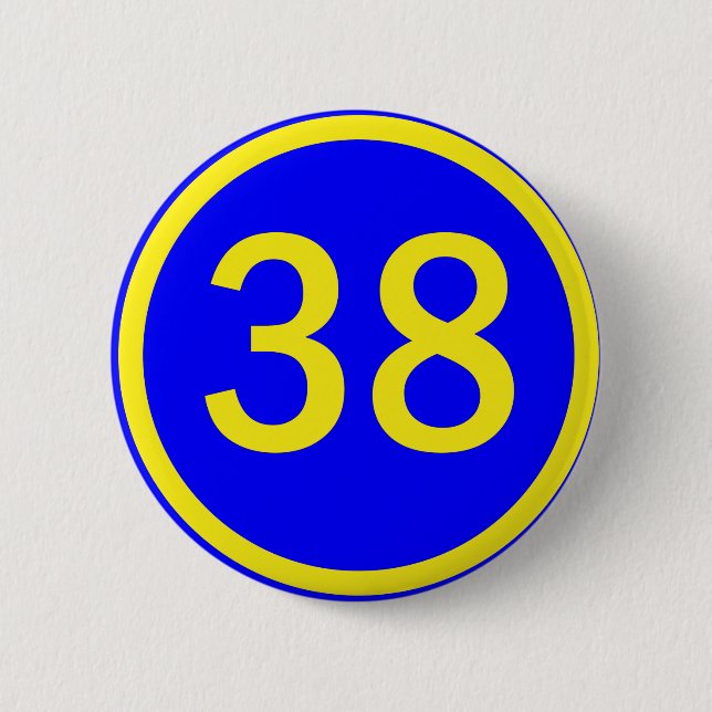 number 38 in a circle pinback button (Front)