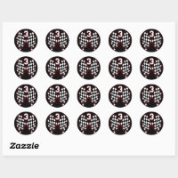 Number Three Large Round Green Stickers by Janz, Zazzle