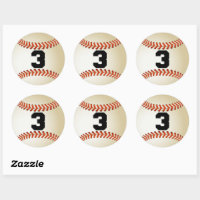 Baseball Sports Party Custom Team or Player Name Classic Round Sticker |  Zazzle