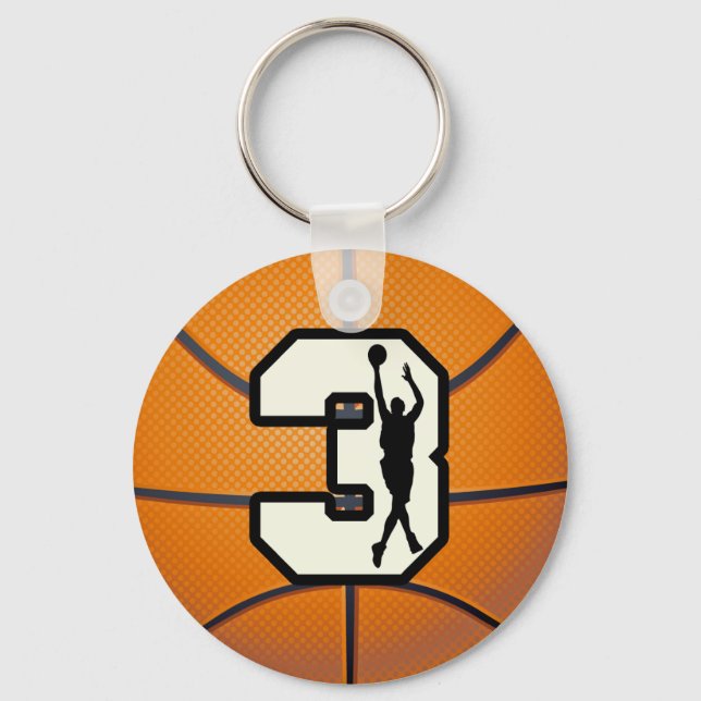Number 3 Basketball and Player Keychain (Front)
