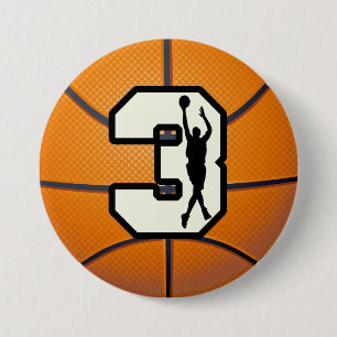 Number 3 Basketball and Player Pinback Button