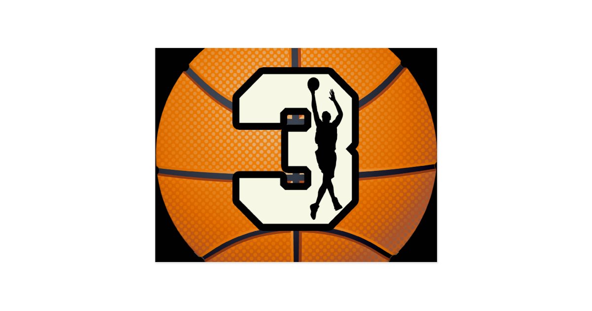 Number 3 Basketball and Players Postcard | Zazzle.com