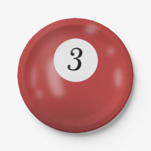 Number 3 billiard ball paper plates