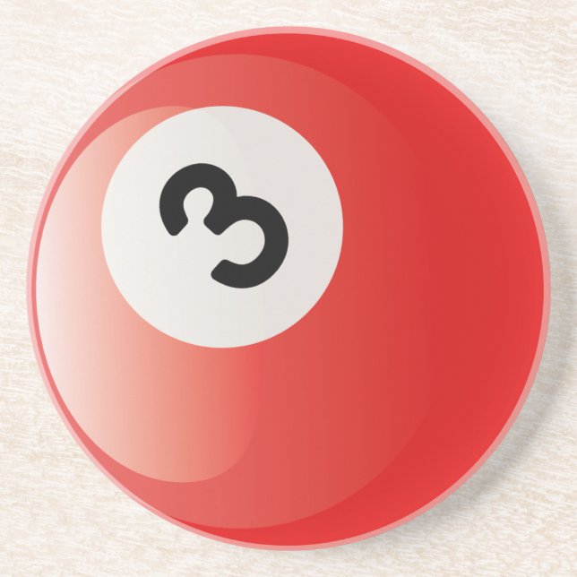 Number 3 Billiards Ball Drink Coaster (Front)