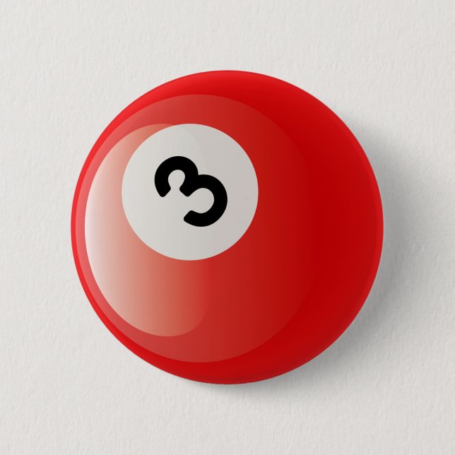 NUMBER 3 BILLIARDS BALL PINBACK BUTTON (Front)