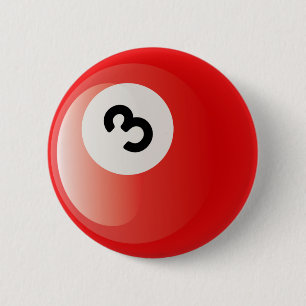 NUMBER 3 BILLIARDS BALL PINBACK BUTTON