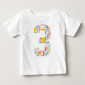 Number 3 Construction Building Tools 3 Year Old Baby T-Shirt