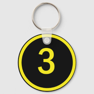 number 3 in a circle keychain