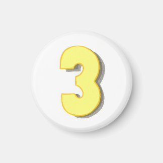 Number 3 in yellow and gray on magnets