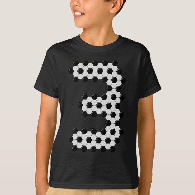 Number 3 Soccer Ball Pattern Boys Kids 3 Year Old T-Shirt (Front)