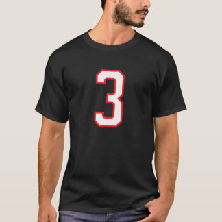 Number 3 Three Sports Jersey White Red Birthday Nu T-Shirt