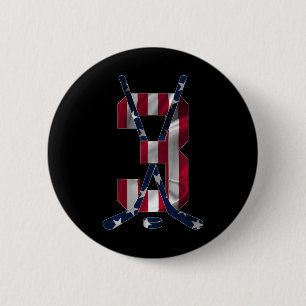 Number 3 Years Ice Hockey 3rd Birthday  Button
