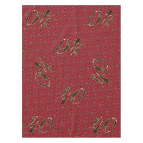 Number 40 40th Anniversary Ruby Gold Typography Tablecloth