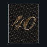 Number 40 Black Gold 40th Birthday Anniversary Postcard<br><div class="desc">Number 40 Black Gold 40th Birthday Anniversary 40 Years Ruby Wedding Anniversary,  Elegant Postcard</div>