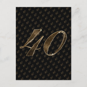 Number 40 Black Gold 40th Birthday Anniversary Postcard