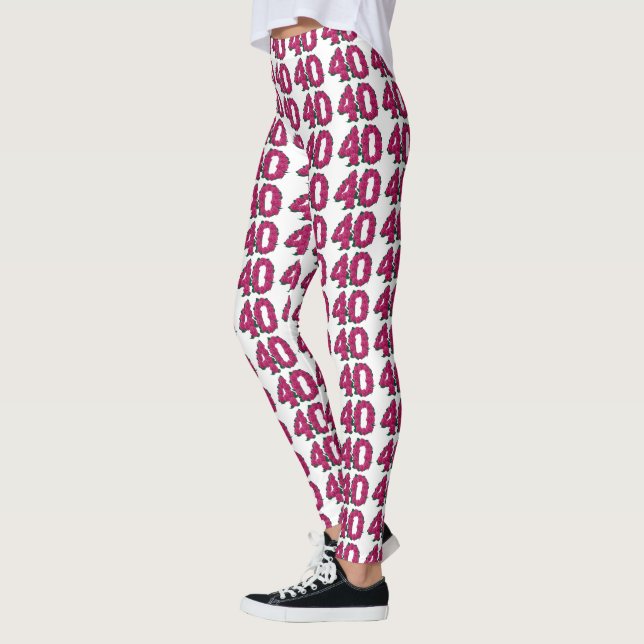 Number 40 leggings 40th birthday cute pink roses (Left)