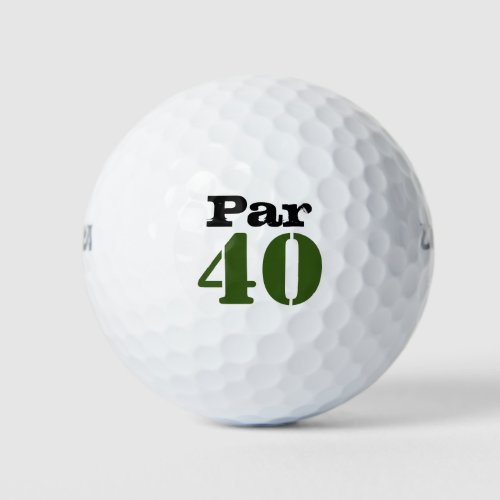 Number 40 par golf course for 40th birthday golfer golf balls