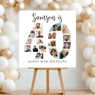 Number 40 Photo Co lage 40th Birthday Party Foam Board