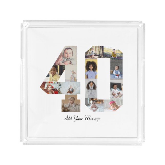 Number 40 Photo Collage Acrylic Tray (Front)
