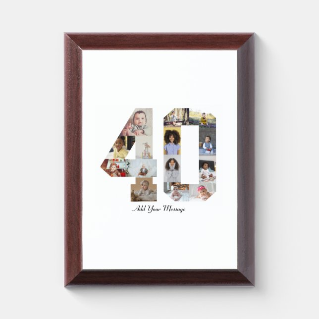 Number 40 Photo Collage Award Plaque (Vertical)