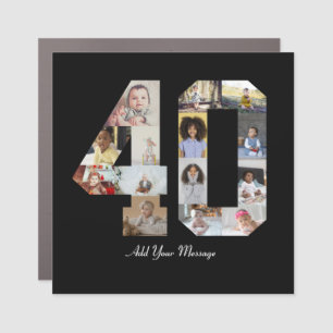 Number 40 Photo Collage Car Magnet