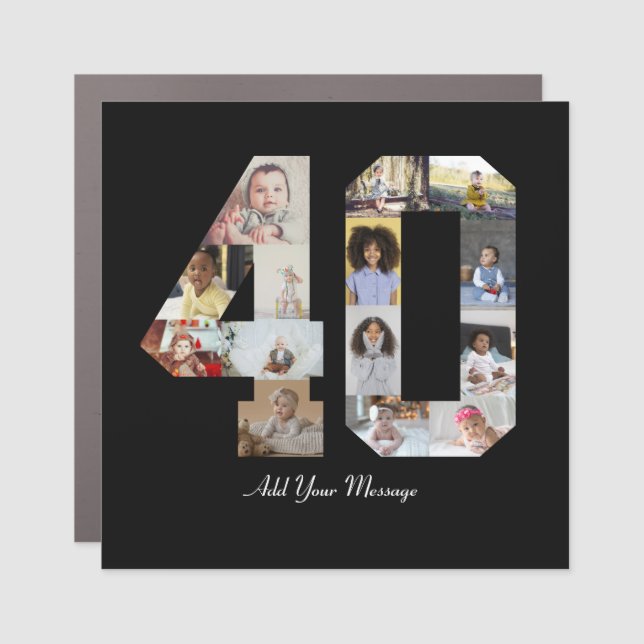 Number 40 Photo Collage Car Magnet (Front)