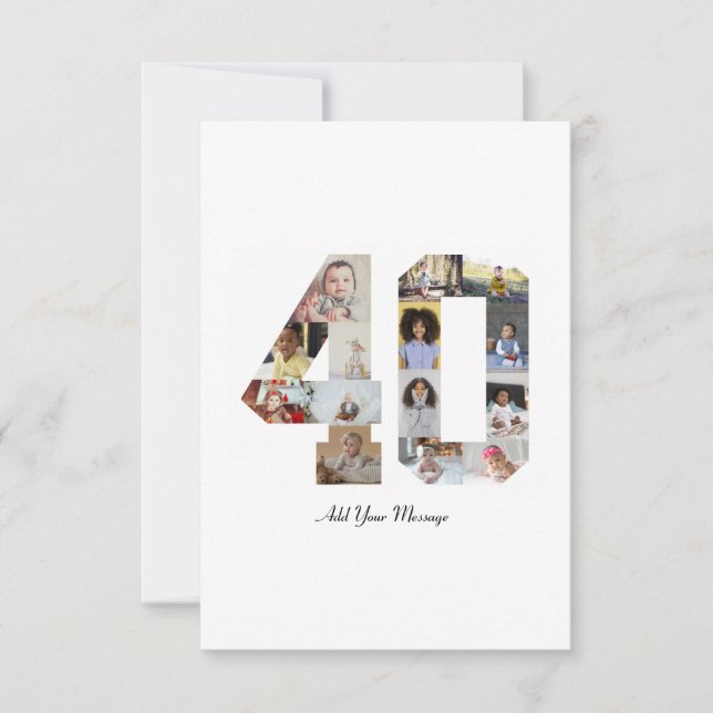 Number 40 Photo Collage Card (Front)