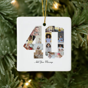 Number 40 Photo Collage Ceramic Ornament