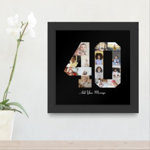 Number 40 Photo Collage Framed Art