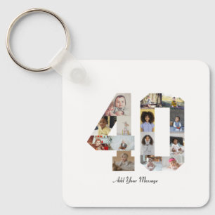 Number 40 Photo Collage Keychain