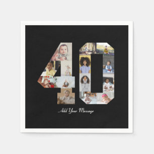 Number 40 Photo Collage Napkins