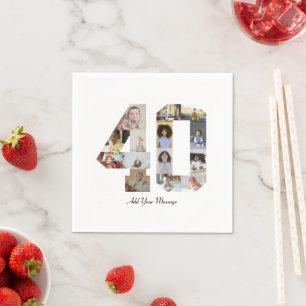 Number 40 Photo Collage Napkins