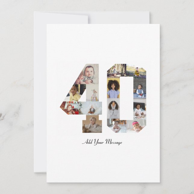 Number 40 Photo Collage Thank You Card (Front)