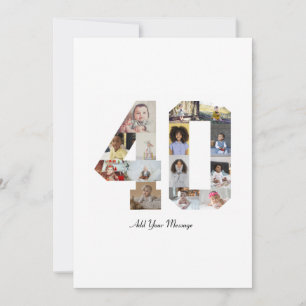 Number 40 Photo Collage Thank You Card