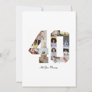 Number 40 Photo Collage Thank You Card