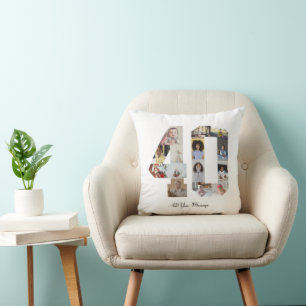 Number 40 Photo Collage Throw Pillow