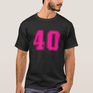 Number 40 Pink Sports Fan Jersey Number T-Shirt