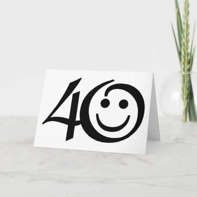 Number 40-With Happy Face Birthday Card (Front)