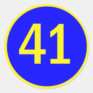 number 41 in a circle classic round sticker