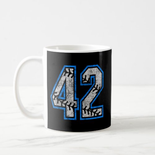 Number 42 42 Jersey Baseball Laces Distressed Coffee Mug