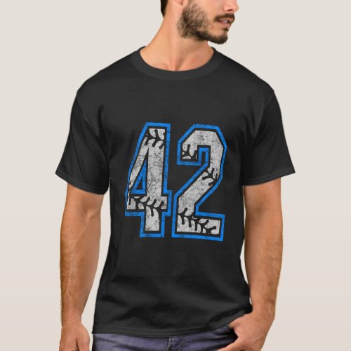 Number 42 42 Jersey Baseball Laces Distressed T_Shirt
