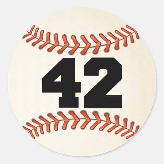 Number 42 Baseball Classic Round Sticker